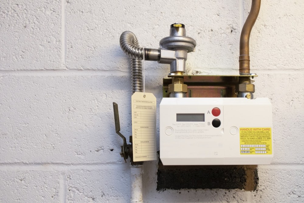 A gas boiler during its annual service